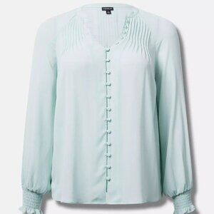 Torrid Georgette Smocked Blouson Sleeve Blouse